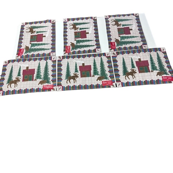 Make The Season Bright Set Of 6 Red & Green Placemats 18x14 Christmas Winter NWT - Picture 5 of 11